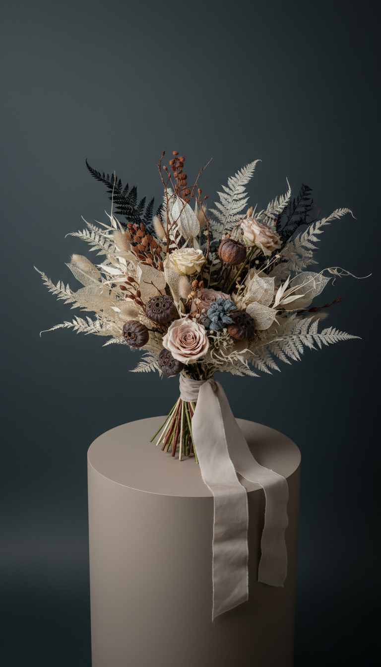 Sculptural Hand-Tied Wedding Bouquet