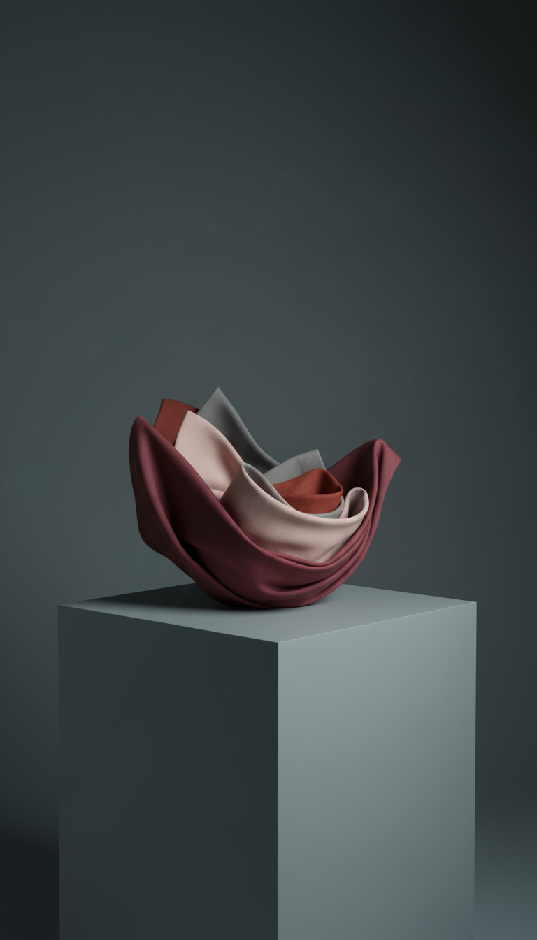 Modern Centerpiece in Burgundy Silk Vessel